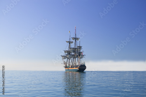 Tall Sailing Ship at Sea under full sail