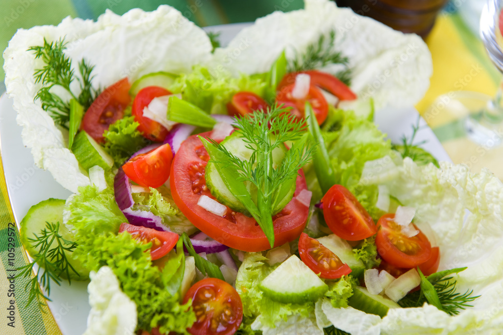 Fresh vegetable salad with tomato and cucumber Fresh vegetable salad with tomato and cucumber