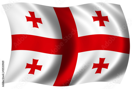 The National Flag of Georgia on white background photo