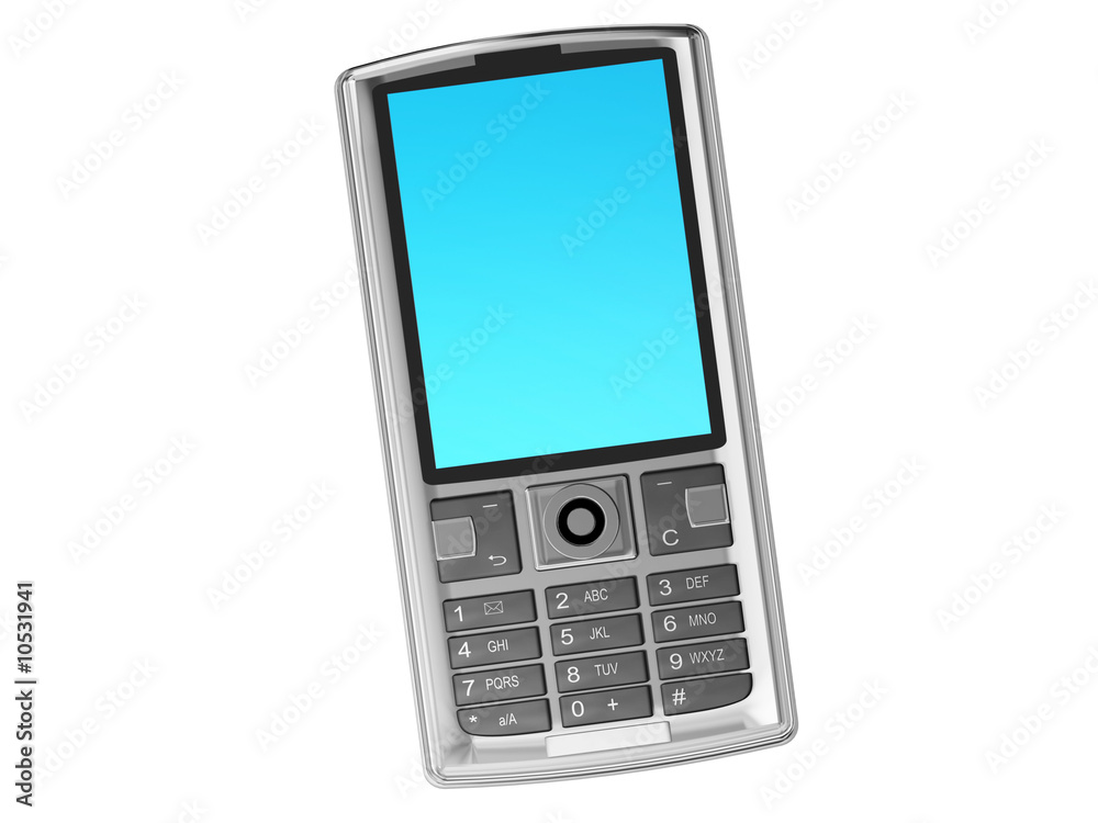silver cell phone isolaned on white silver cell phone isolaned on white