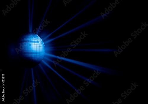 disco mirror ball and light on black background - illustration
