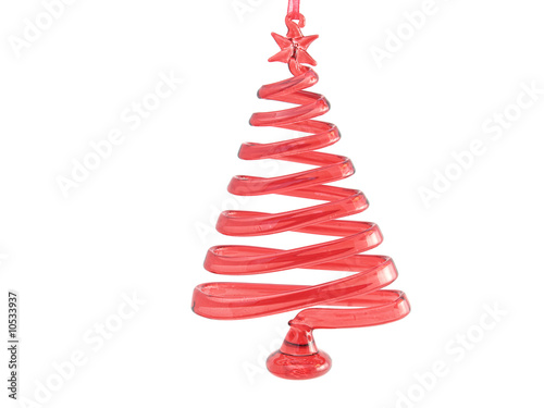 Red glass christmas tree on white