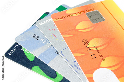 Credit cards isolated on white background