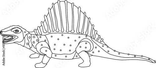vector - contour dino  isolated on white background