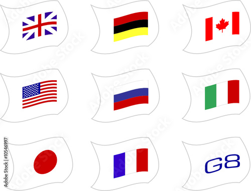 G8 nations flag illustrations