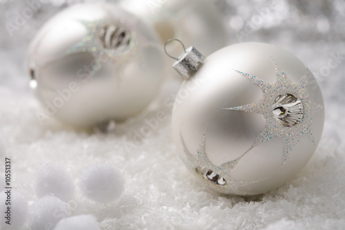 Silver christmas baubles for christmas decoration