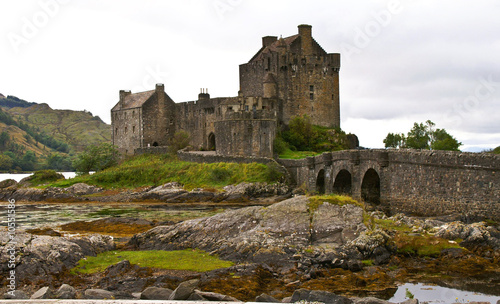 eilean donan castle on a cloudy day