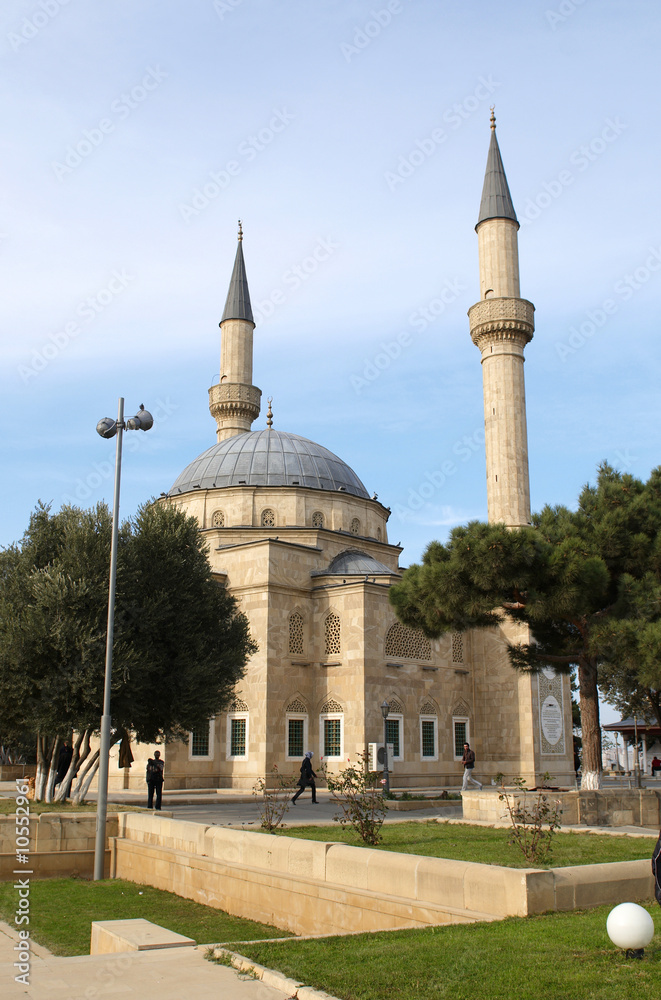 Mosque with two minarets in Baku, Azerbaijan....