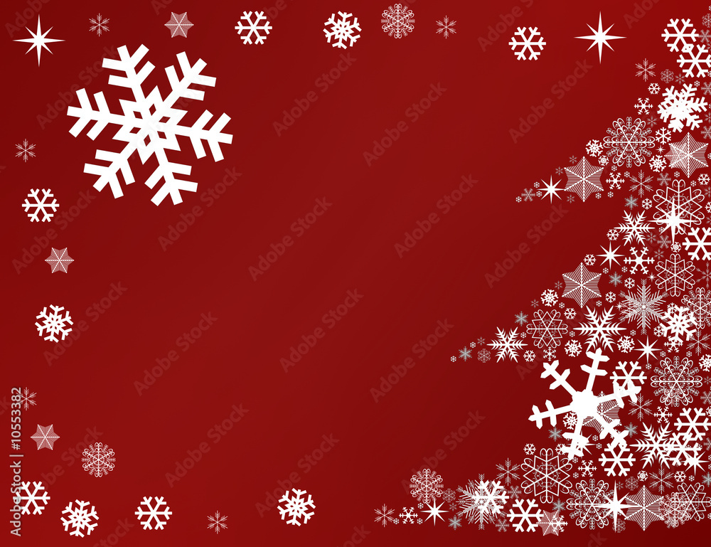 red christmas background with snowflakes and christmas tree red christmas background with snowflakes and christmas tree