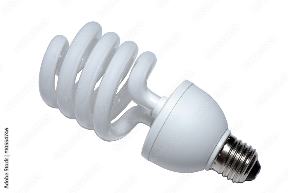 Close up of fluorescent spiral lightblulb. With clipping path. Close up of fluorescent spiral lightblulb. With clipping path.
