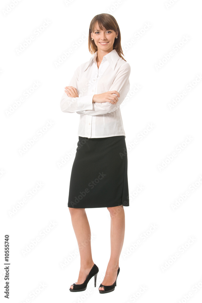 Portrait of young happy smiling businesswoman, isolated Portrait of young happy smiling businesswoman, isolated
