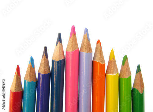 Coloured pencils for art drawing isolated on white