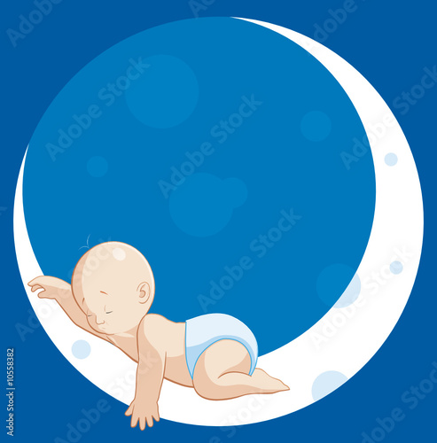 Baby sleeping on moon