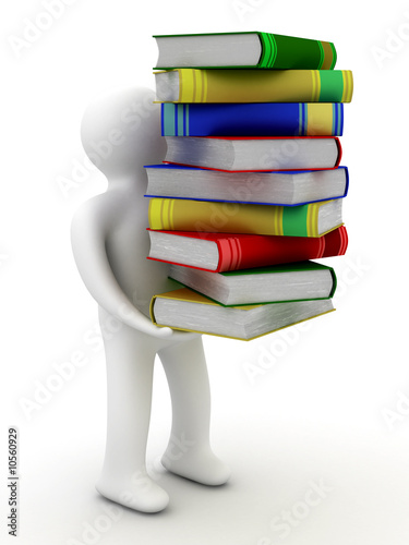 student with a bale of book...