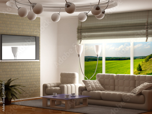 Interior of a living room. ...