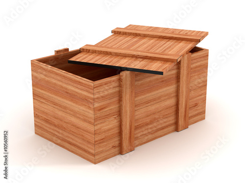 Open box on a white background. 3D image. © Sergey Ilin