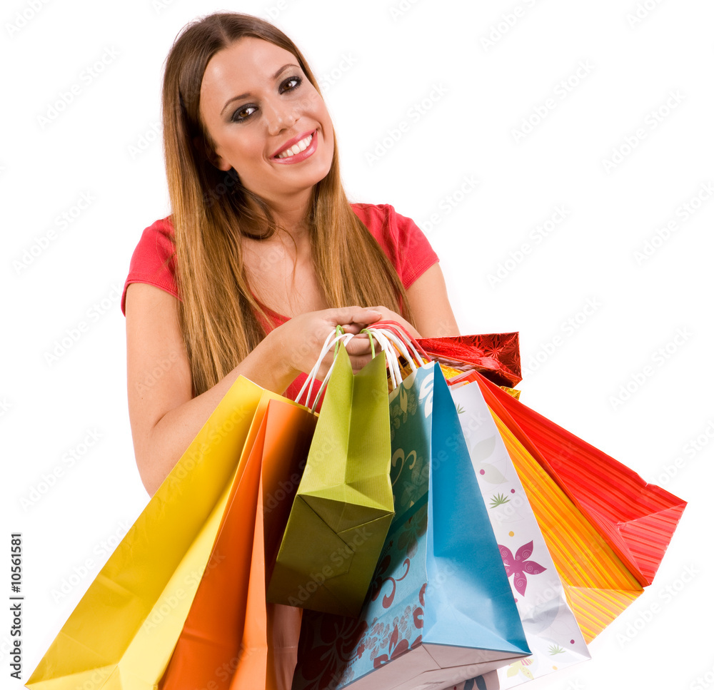 shopping girl with colorful bags