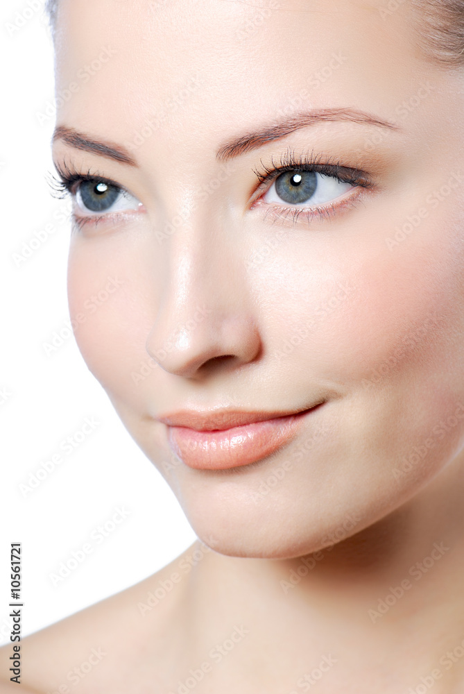 Profile view of attractive woman face with health complexion. Profile view of attractive woman face with health complexion.