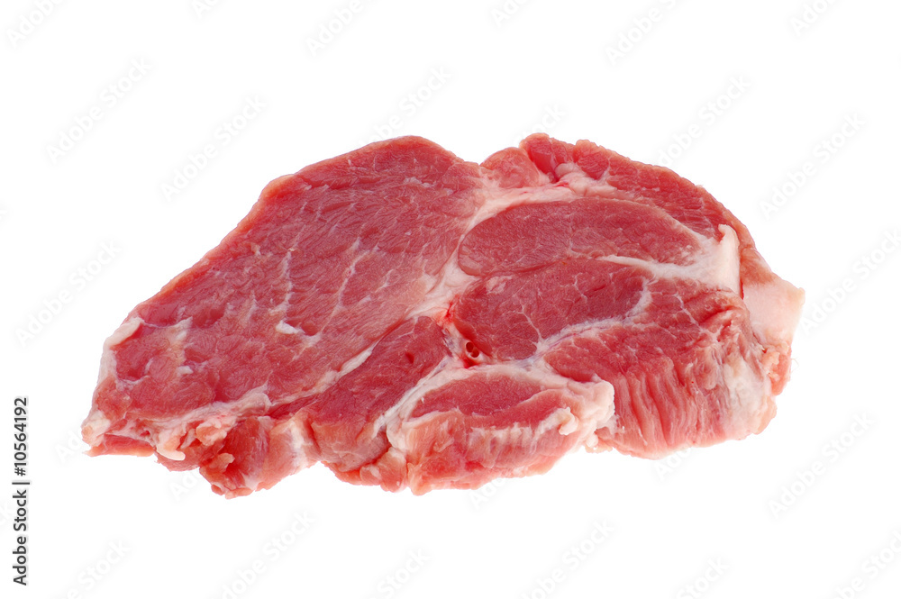 Fresh raw pork isolated on white background