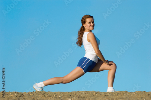 girl does stretching