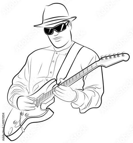 vector illustration of a man playing electrical guitar