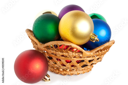 christmas balls in basket