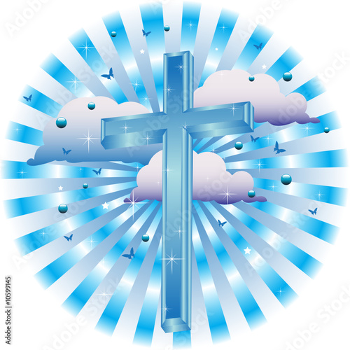 Abstract colorful illustration with blue cross
