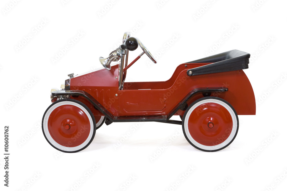 Red vintage toy car - isolated