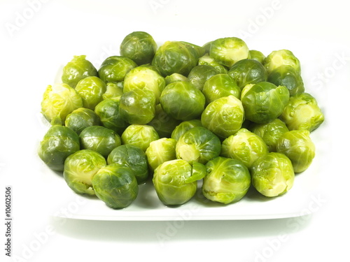 Brussels sprouts on a white plate. © Photographee.eu