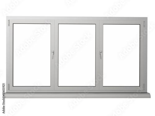 two layers and three frame plastic window isolated on white