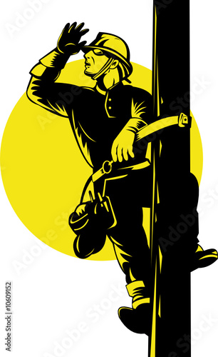 Power lineman at work