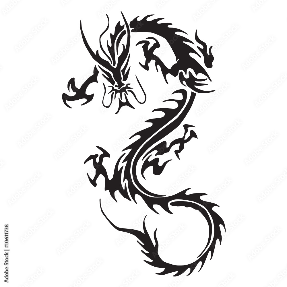 Decorative dragon silhouettes vector Decorative dragon silhouettes vector