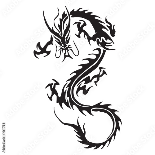 Decorative dragon silhouettes vector