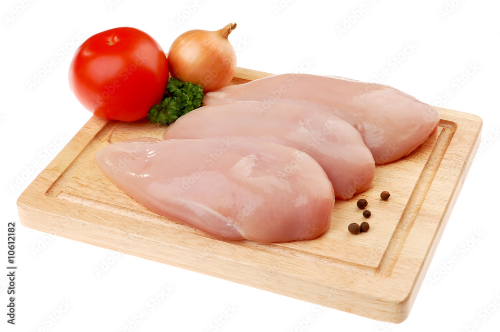 Raw chicken breasts isolated on white