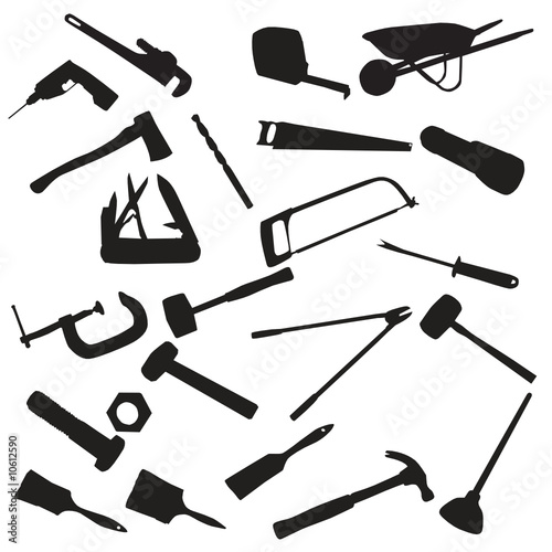 collection of tool, vector silhouette