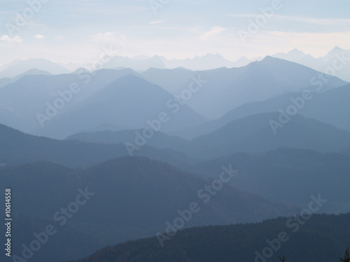 Auf dem Brauneck in Lenggries, Oberbayern, Blick in die Alpen photo