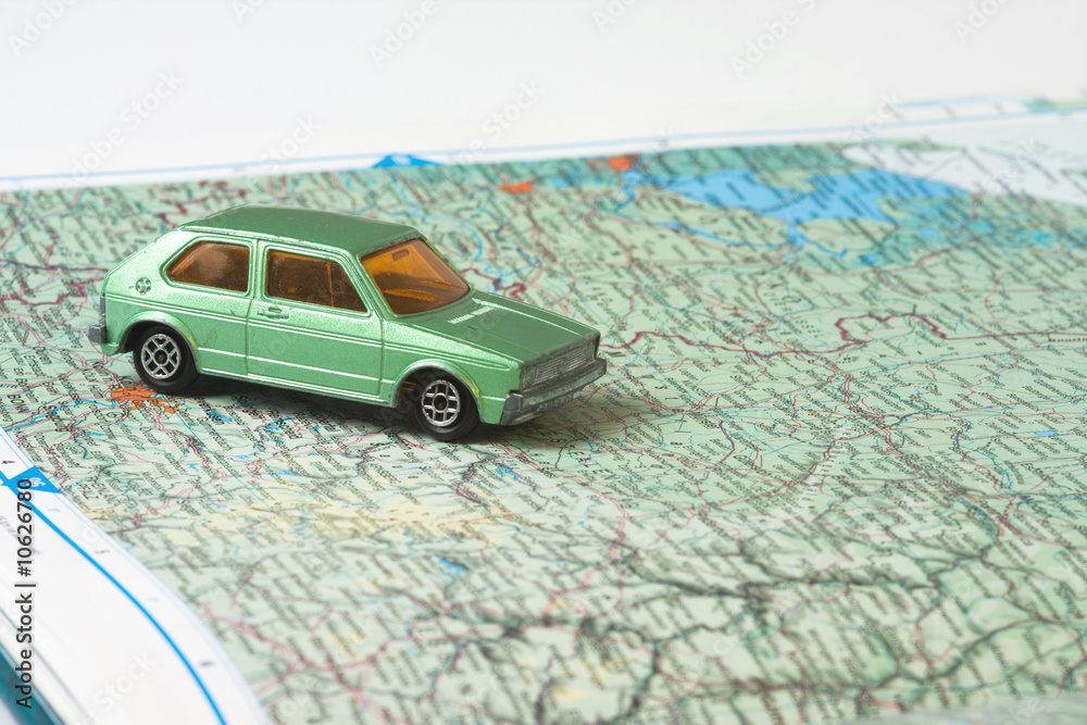Obraz premium model car on map