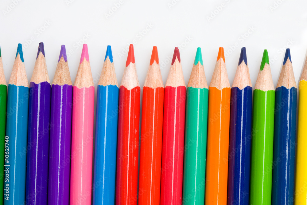 Many pencils of different colors