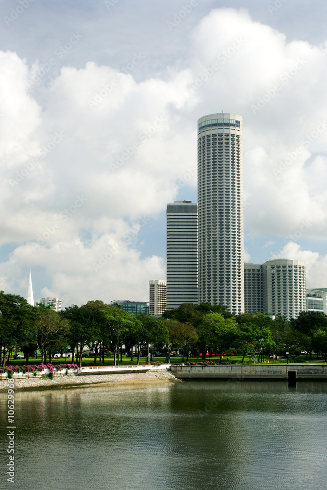 Modern buildings at waterfront, Singapore