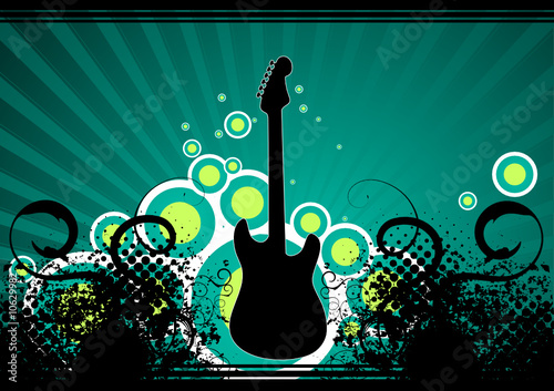 Urban music guitar background - Vector