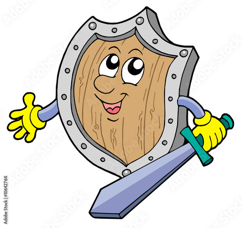 Cute shield with sword