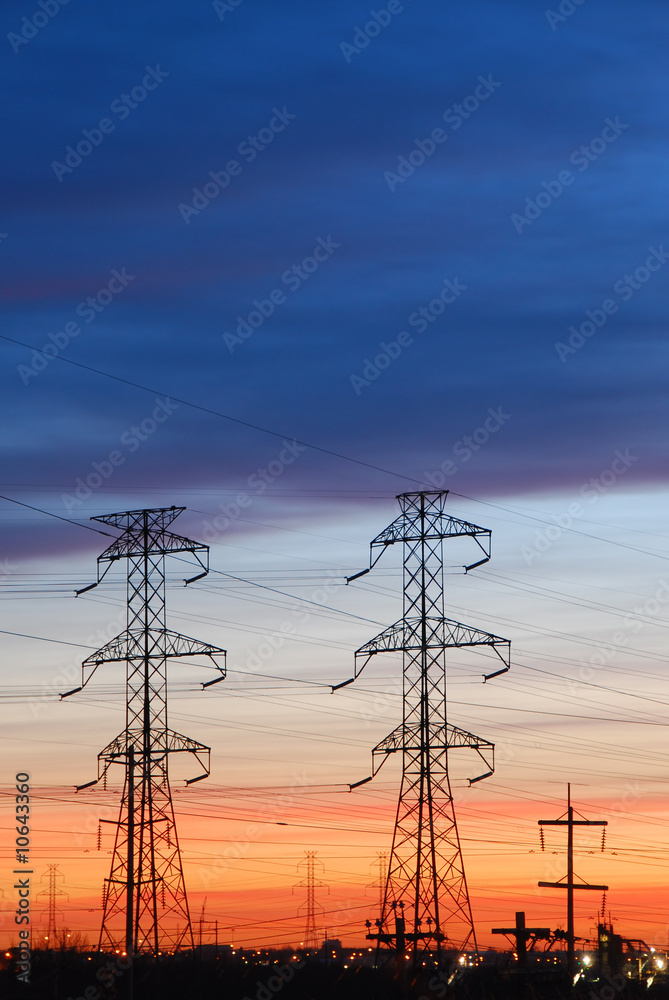 Electrical Towers with Colored Sky