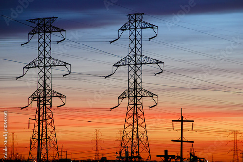 Electrical Towers with Colored Sky