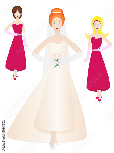 Bride and bridesmaids in pose