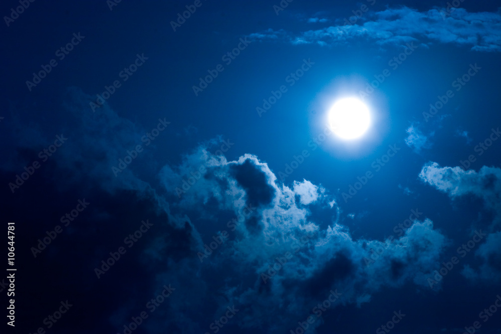 moon in darkness on a background of sky and clouds