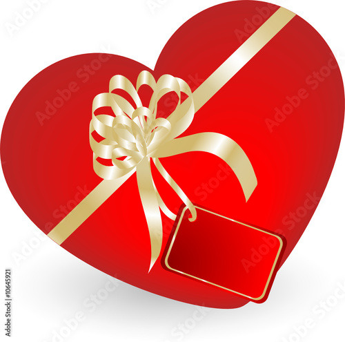 Valentine heart gift box - vector illustration
