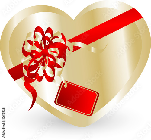 Valentine heart gift box - vector illustration