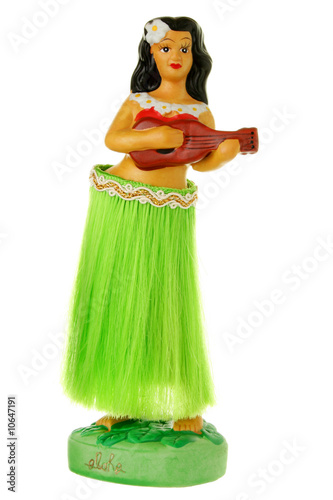 Dashboard Hula wiggler doll isolated on white