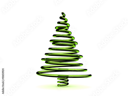 3D green glass Christmas tree