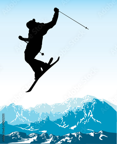 skiing action